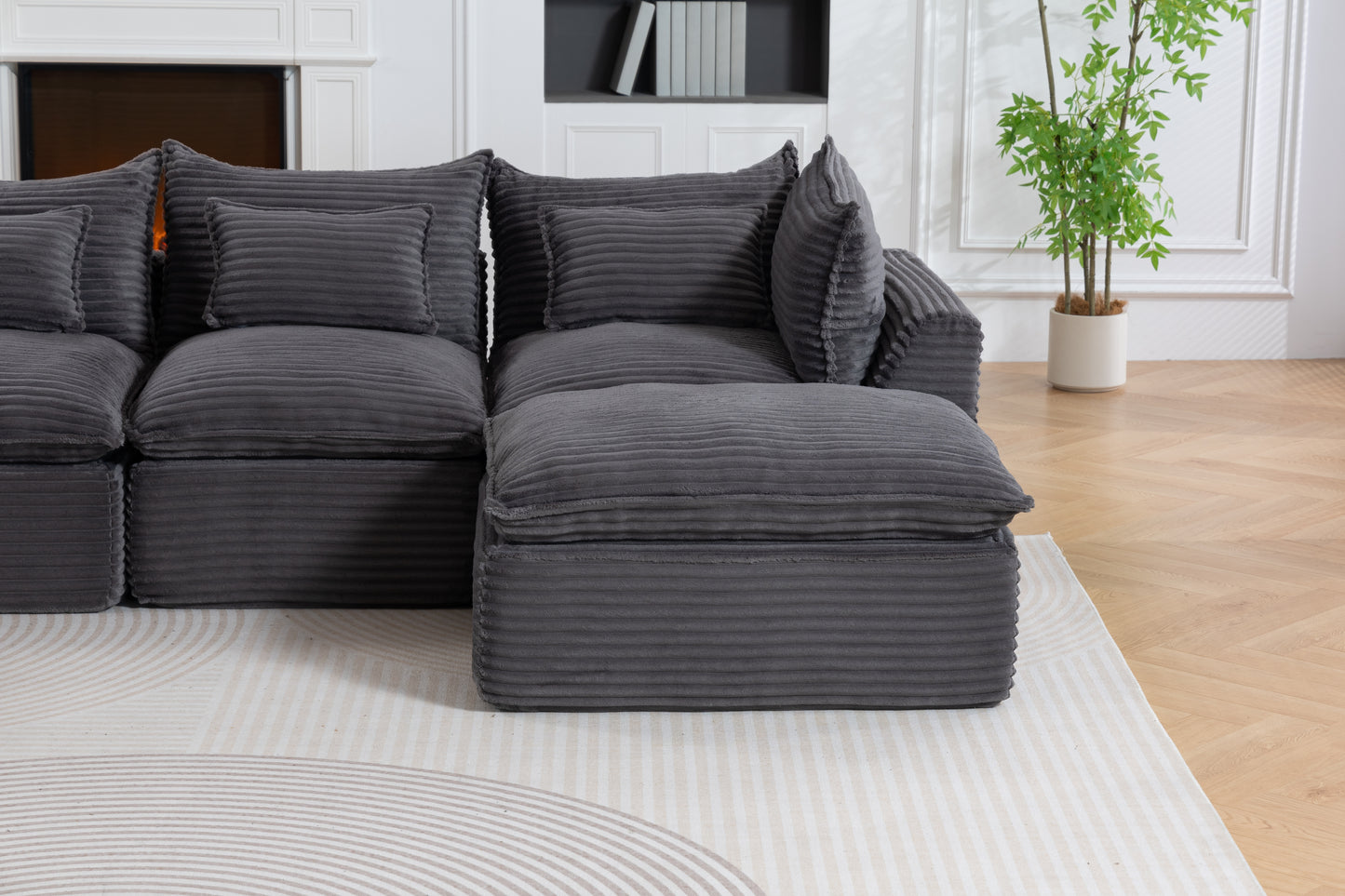 Oversized Modular Sectional Sofa - 129.8" Wide, Antique Grey