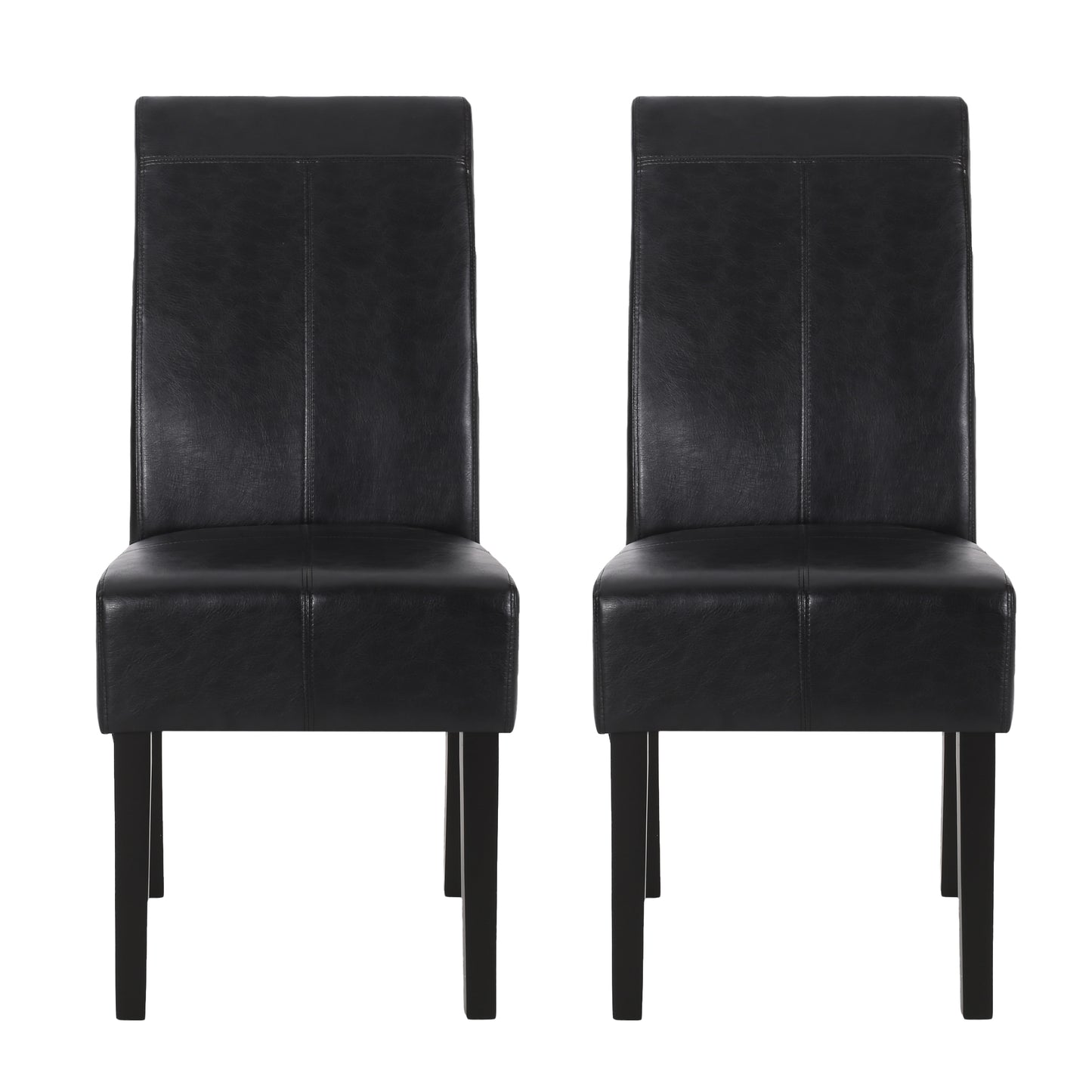 Black PU Leather Dining Chair Set of 2 - Contemporary Design