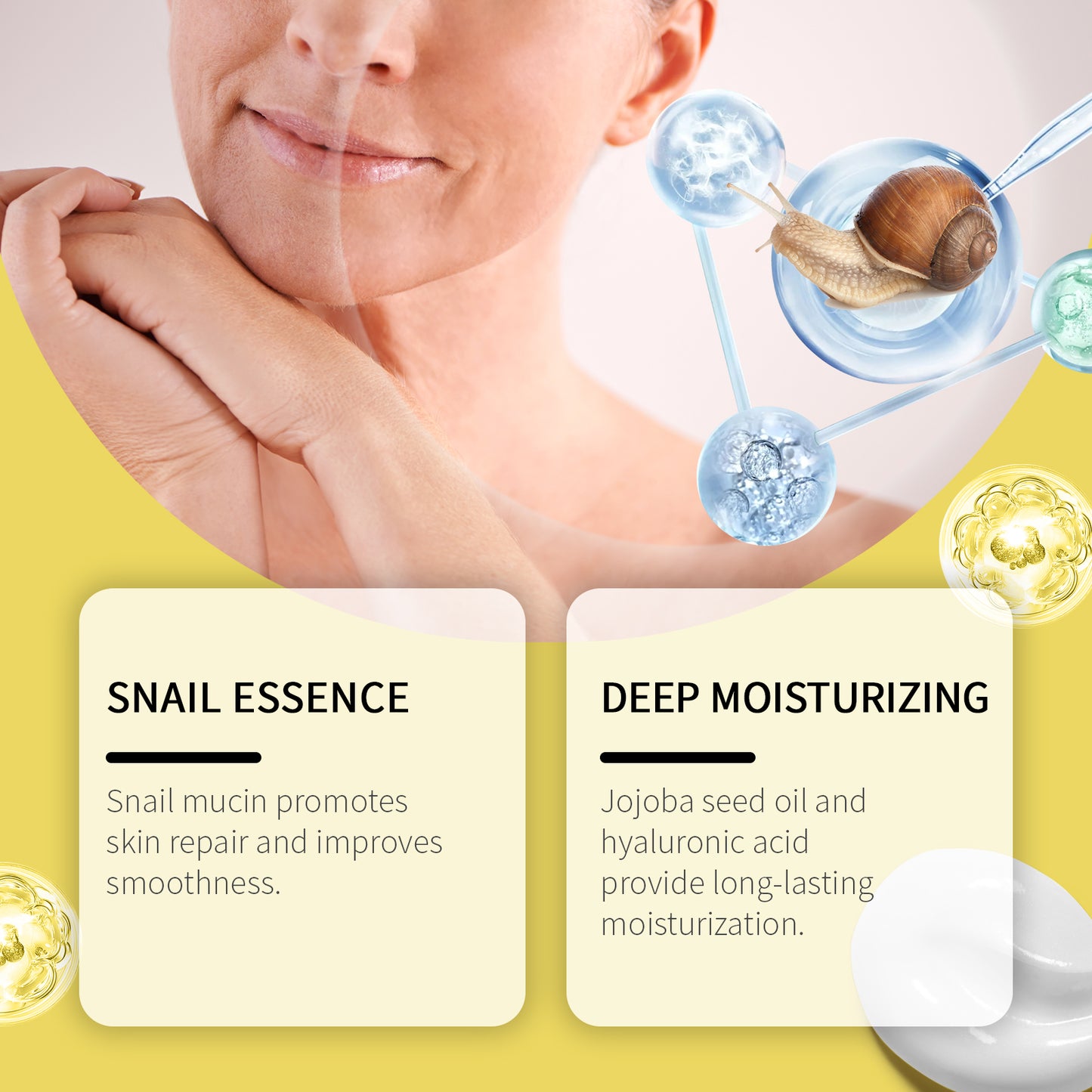 Snail Mucin Moisturizing Facial Cream with Jojoba Oil & Hyaluronic Acid