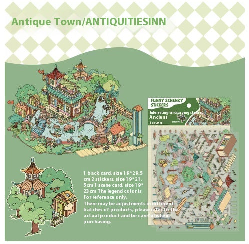 Large Cartoon Landscape Sticker Set for Home & Garden Decor
