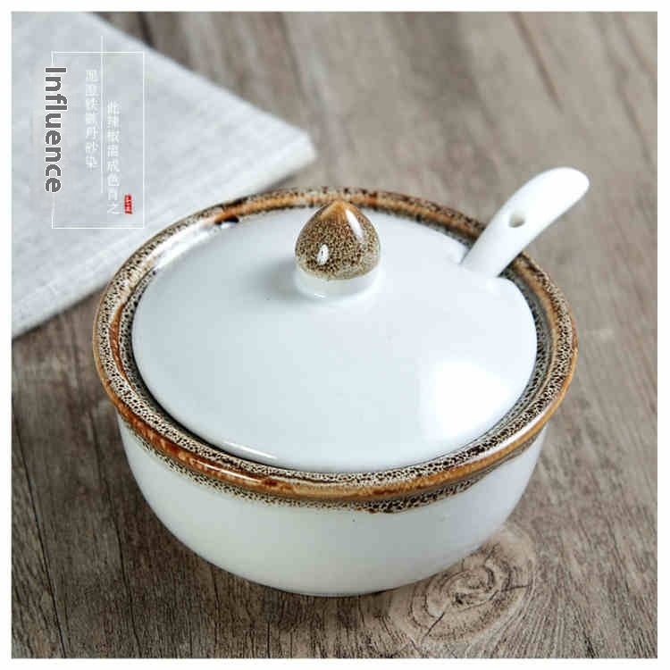 Ceramic Seasoning Bottle with Lid - Japanese Style Kitchen Jar - Multiple Series