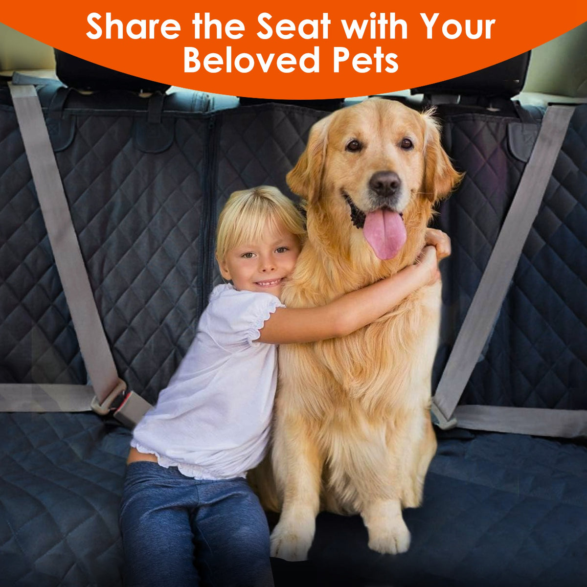 Waterproof Dog Car Seat Cover with Seat Belt - Universal Fit for SUV Truck & Car