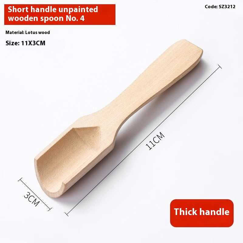 Unpainted Solid Wood Tea Spoon Set - Multiple Styles, Kitchen Utensils