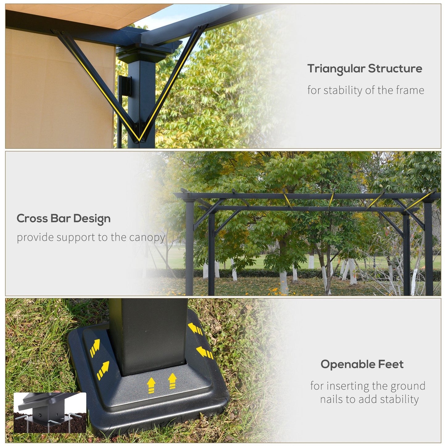 Outdoor Retractable Pergola Canopy with Sun Shade - Beige