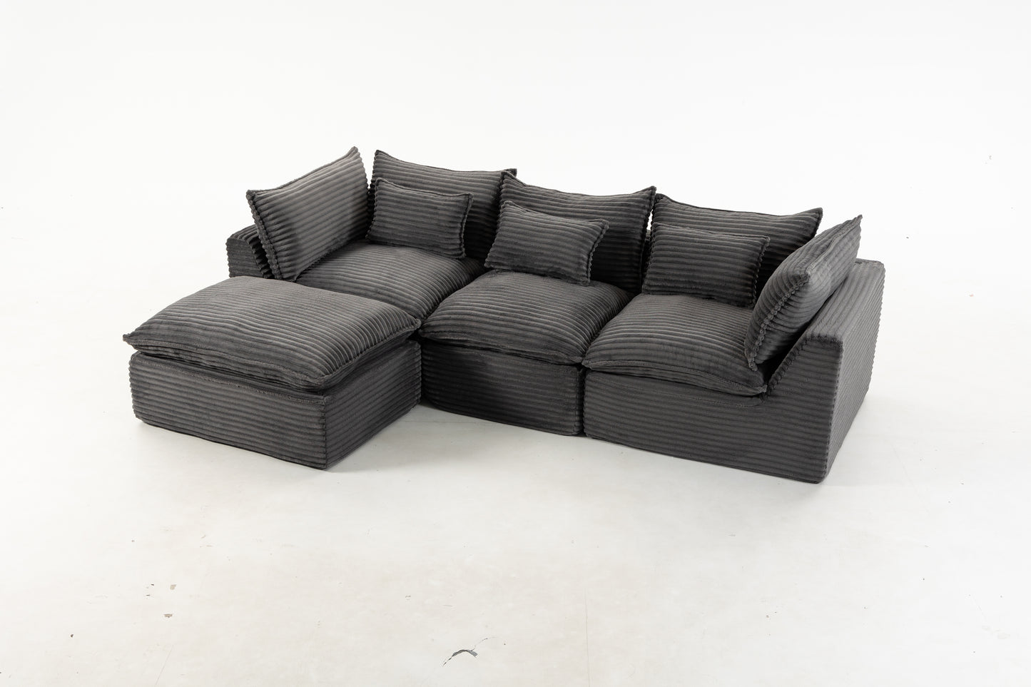 102.3" Modular Sectional Sofa - Comfy Corduroy in Antique Grey