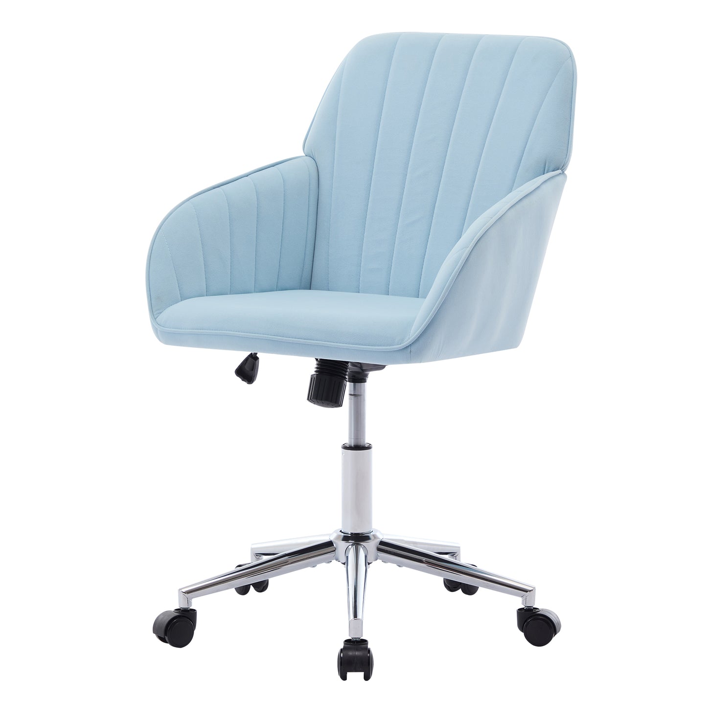 Ergonomic Swivel Office Chair - Adjustable Velvet Seat in Baby Blue