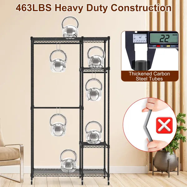 4 Tier Heavy Duty Garment Rack With Wheels Carbon Steel Clothing
