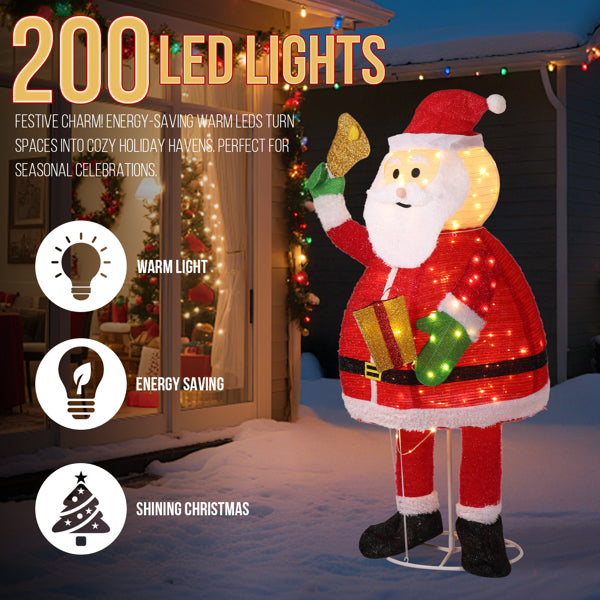 6FT Lighted Santa Claus Decoration with 200 Warm White LEDs