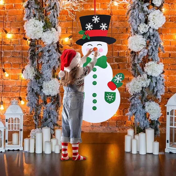 DIY Felt Christmas Snowman Hanging Decoration Set - 54 Pcs