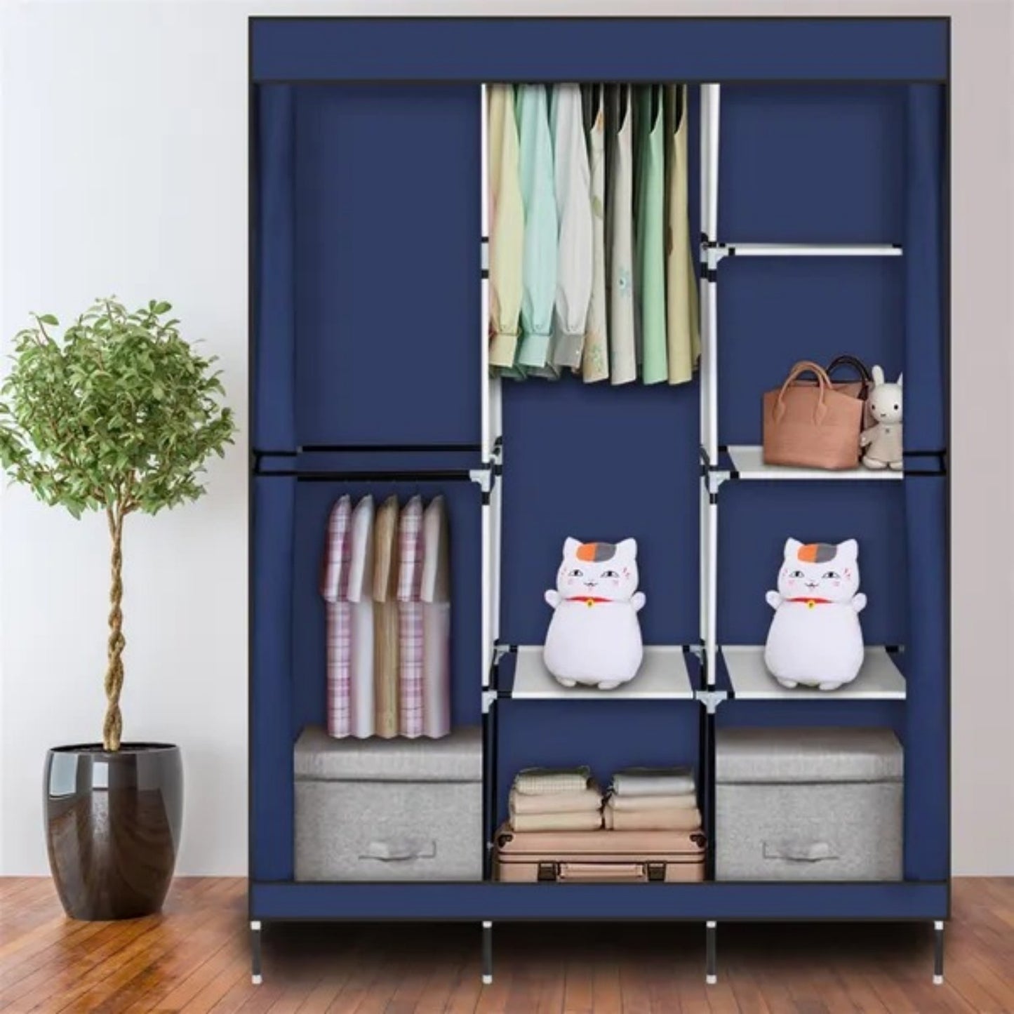 71" Portable Closet Organizer with 8 Shelves - Navy