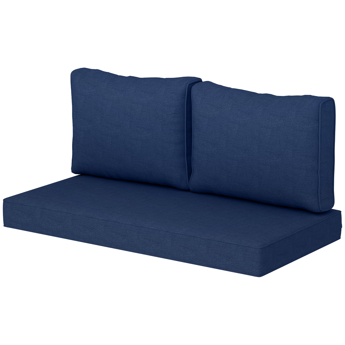 Outdoor Loveseat Cushion Set - Thick Navy Blue Cushions, 46x26x5 in