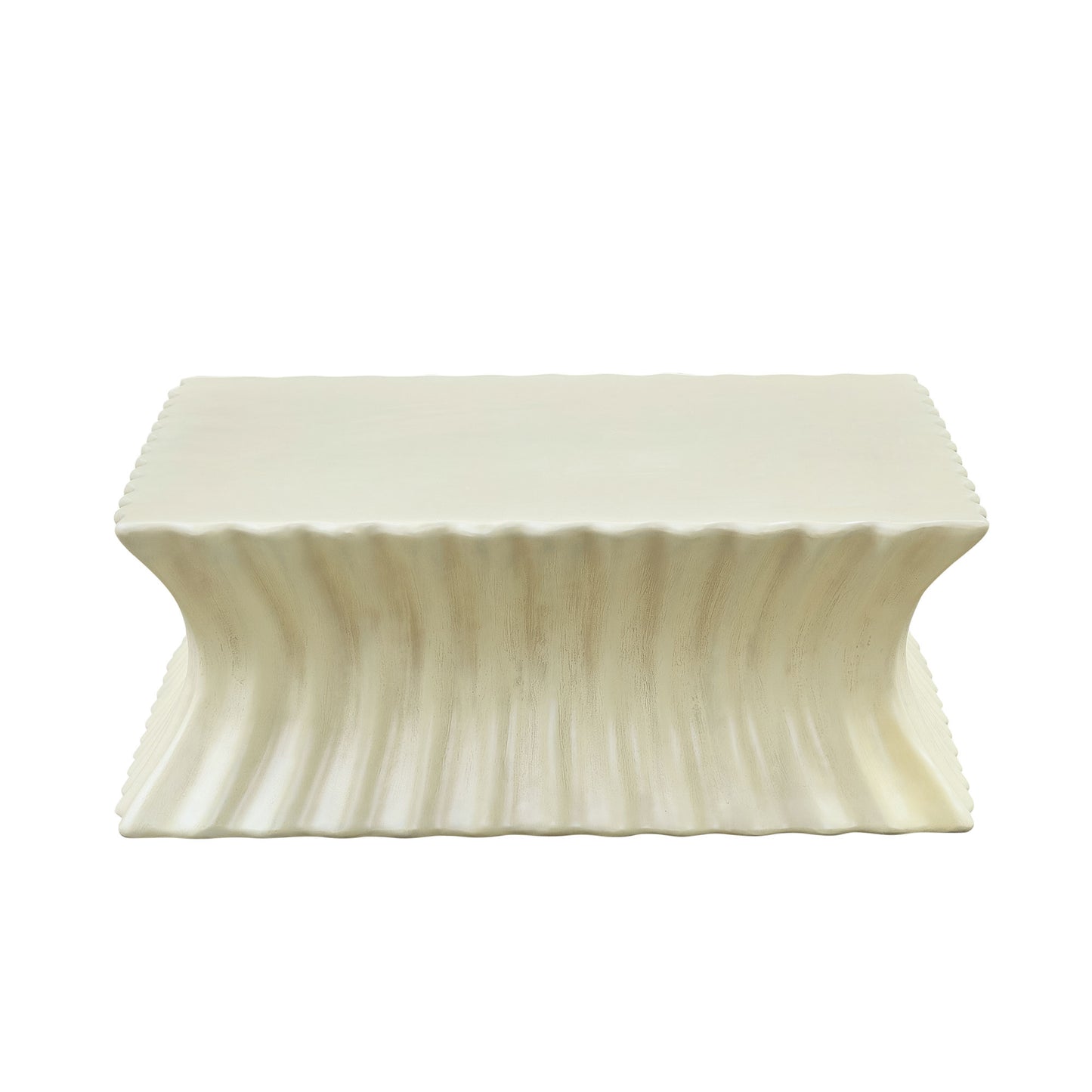 35.43 Inch Square Coffee Table - Vintage Sturdy Fiberglass, Beige