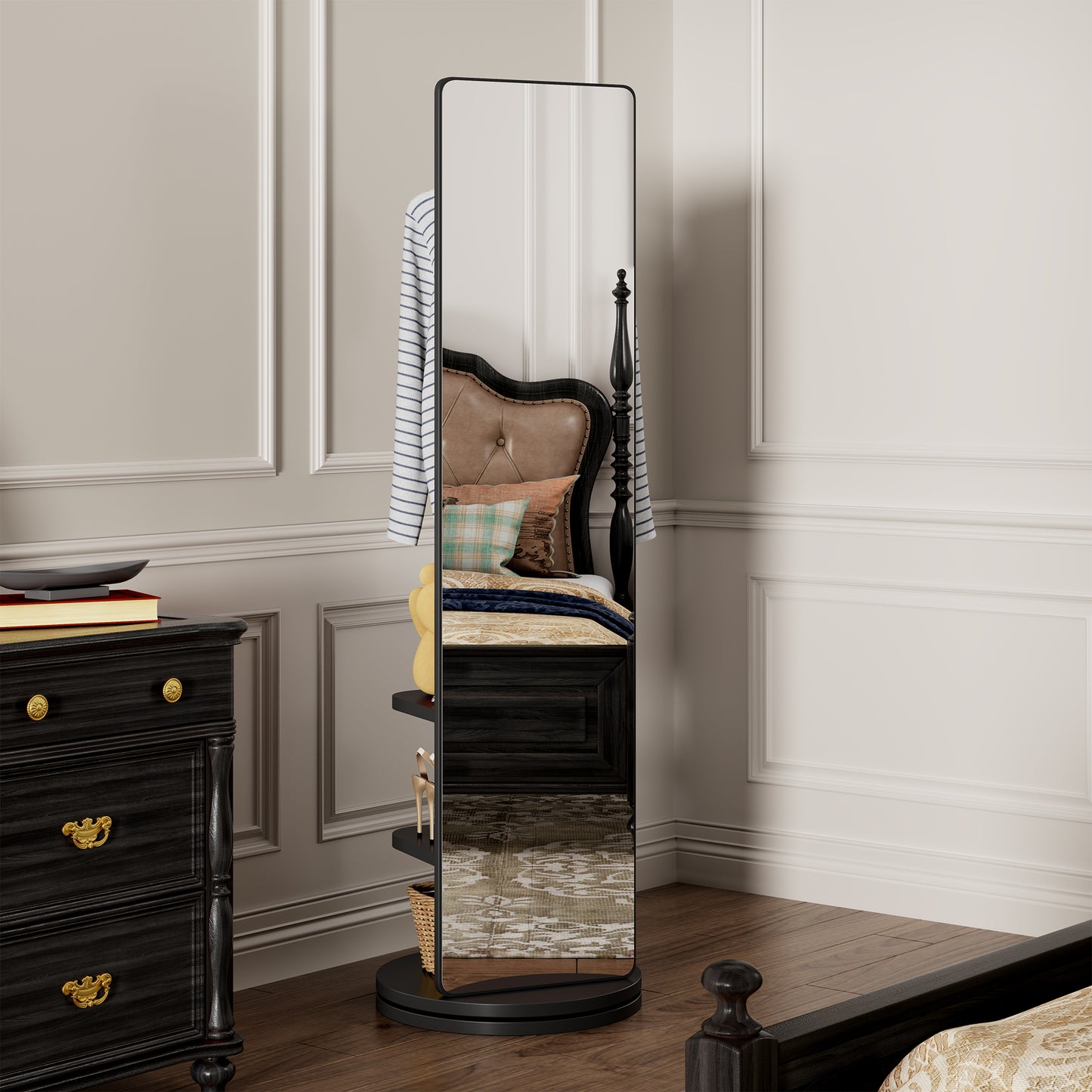 360 Rotating 69x20in Multifunctional Full Length Mirror With Hook