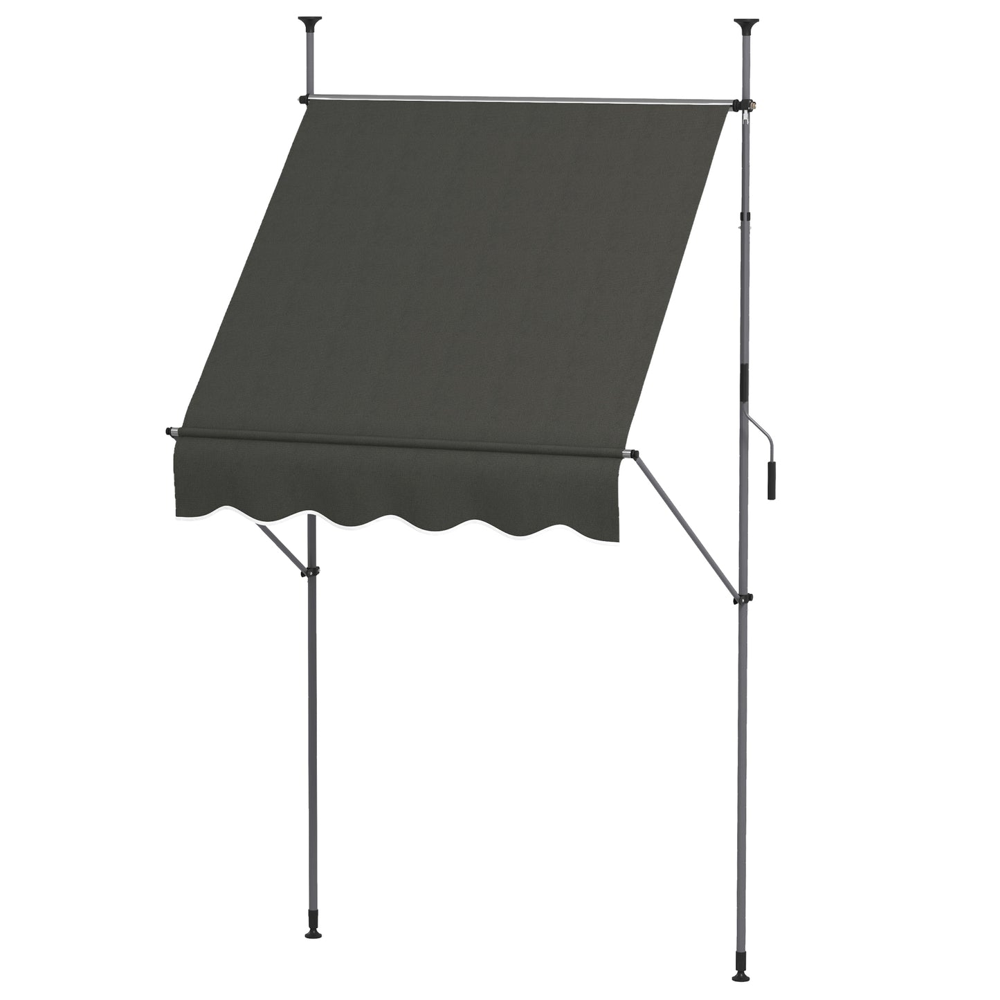 Manual Retractable Awning - UV Resistant Dark Gray Patio Shade