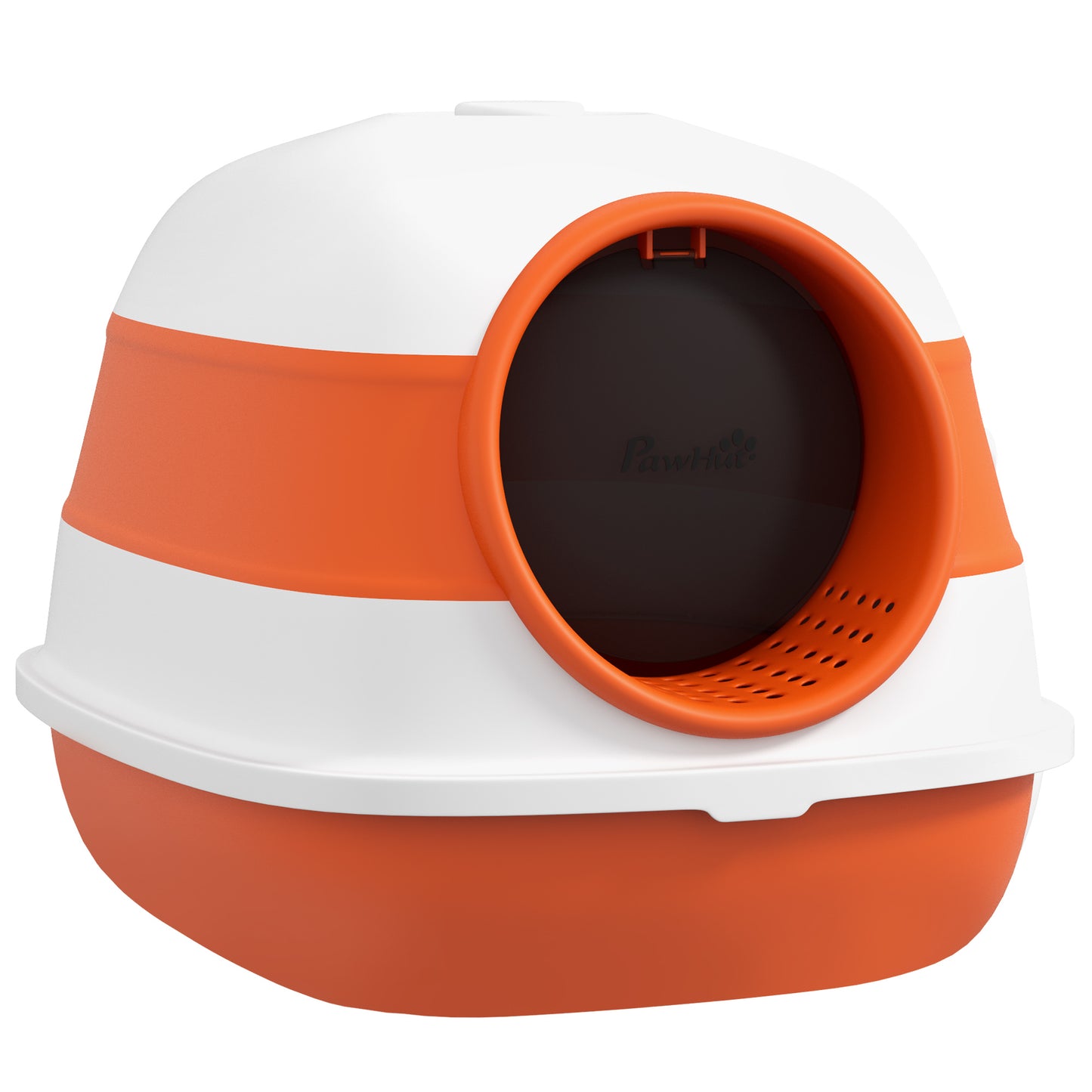 Cat Litter Box with Lid and Door - Enclosed Privacy, Odor Control, Orange