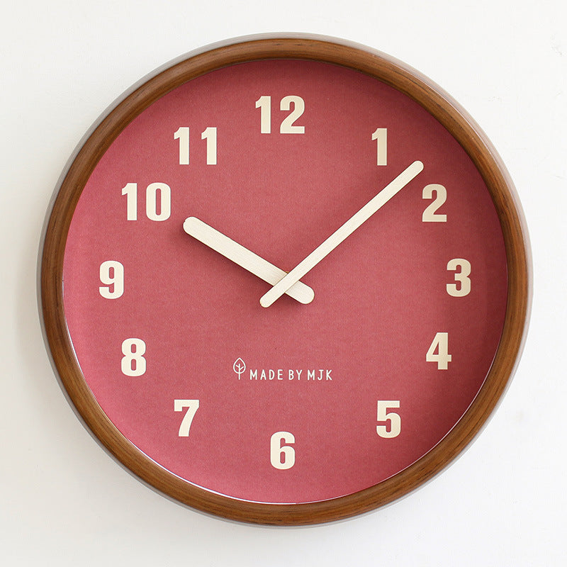 Modern Minimalist Wall Clock - Solid Wood Retro Design, Multiple Sizes