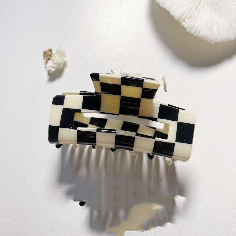 Retro Checkerboard Acetate Hair Clip