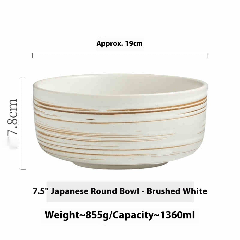 Large Capacity Ceramic Fruit Salad Bowl - Round Kitchen Tableware, Multiple Colors