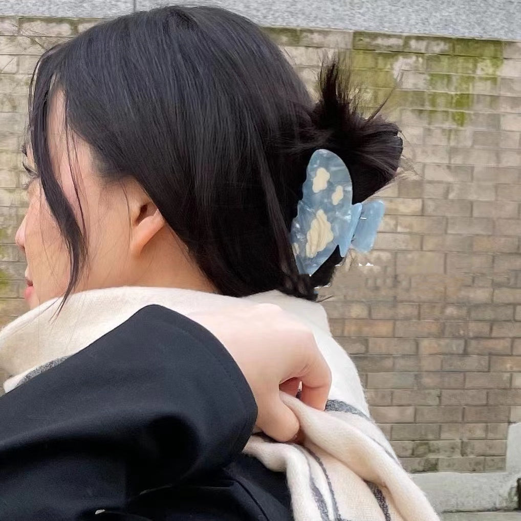 Cute Baby Blue Sky and White Clouds Large Shark Clip Hairpin