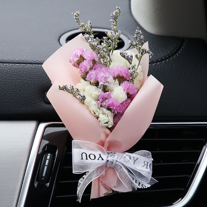 Decorative Dried Flowers Air Outlet Car Freshener - Colorful Aromatic Bouquet