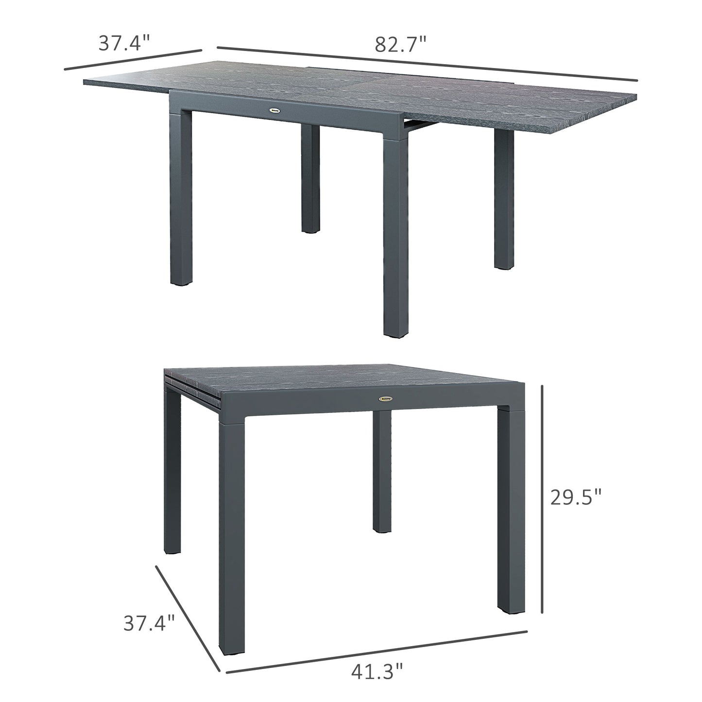 Rectangular Patio Dining Table for 6-8 People - Dark Gray