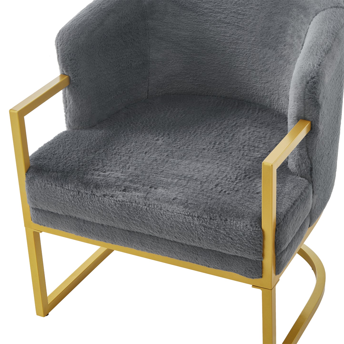 Cozy Grey Accent Chair with Gold Metal Frame - Modern Armchair