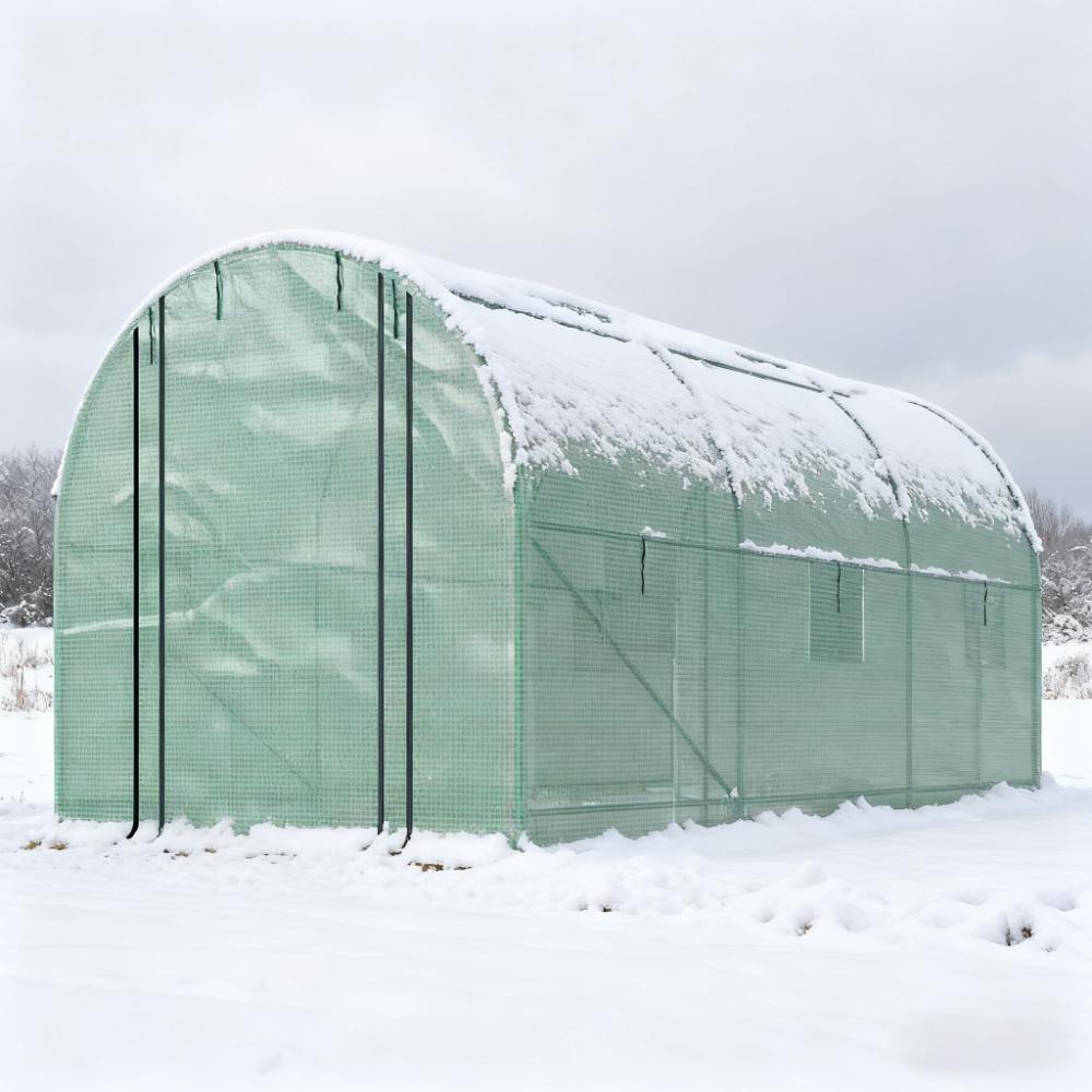 Walk-In Greenhouse with 2 Support Rods - 175.6" x 78.3" x 78.7"