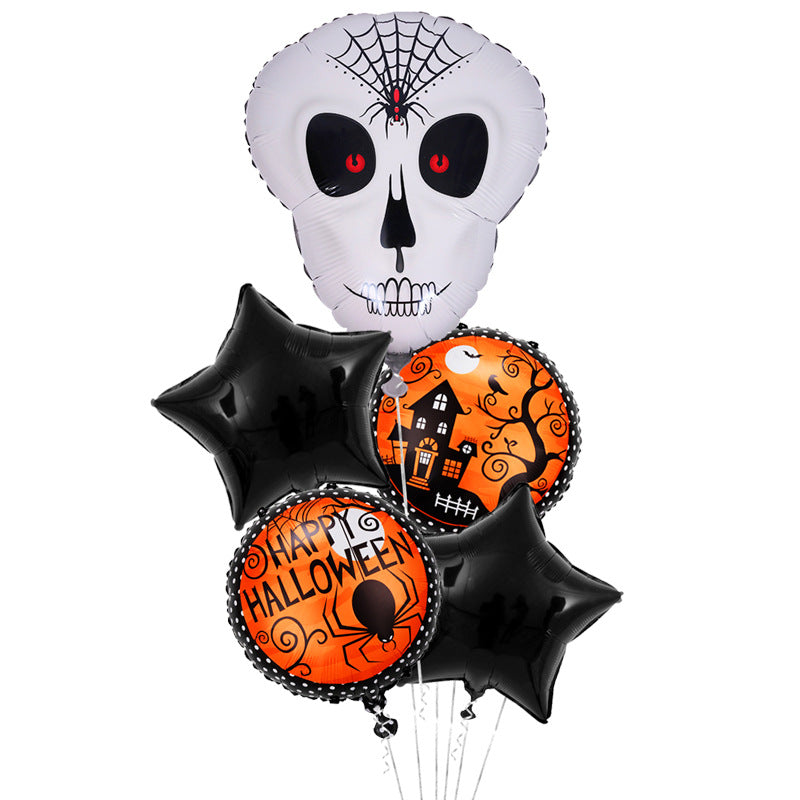 Halloween Themed Aluminum Film Balloons - 5-Piece Set for Parties & Decorations