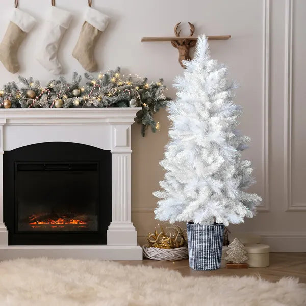 4 FT White Artificial Christmas Tree with Pot Stand - Holiday Decor