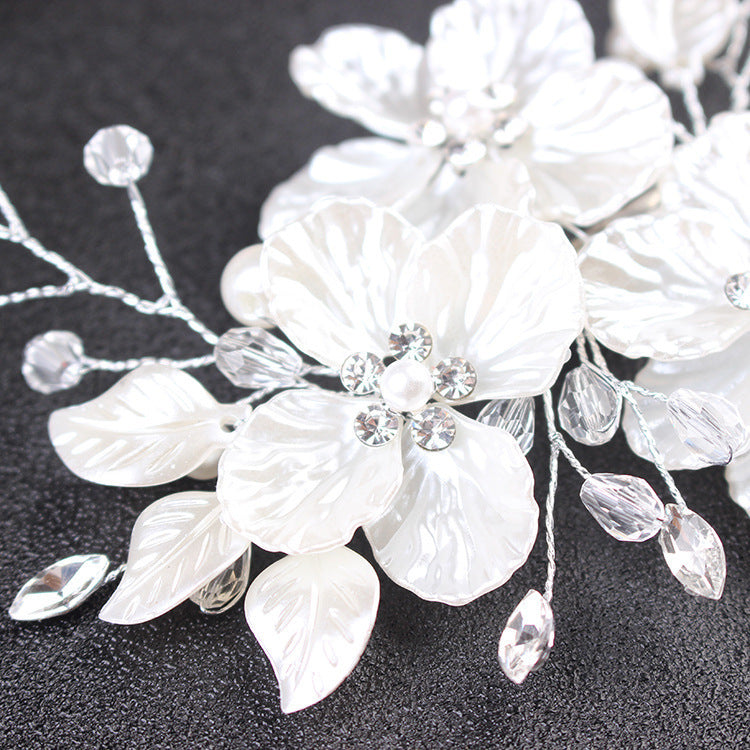 Elegant White Shell Pearl Crystal Hairpin for Wedding & Bridal Hair Accessory