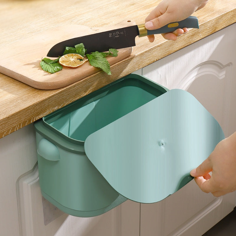 Wall-Mounted Trash Can for Bathroom and Kitchen - 7L Plastic Storage Bin