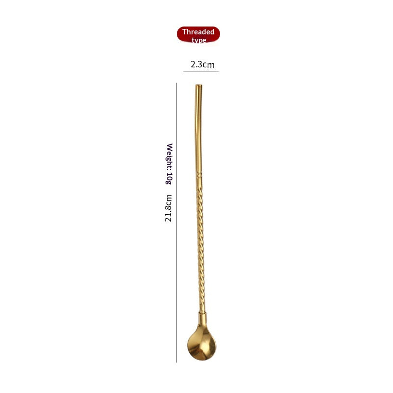 Stainless Steel Straw Spoon Set for Kitchen & Home Storage
