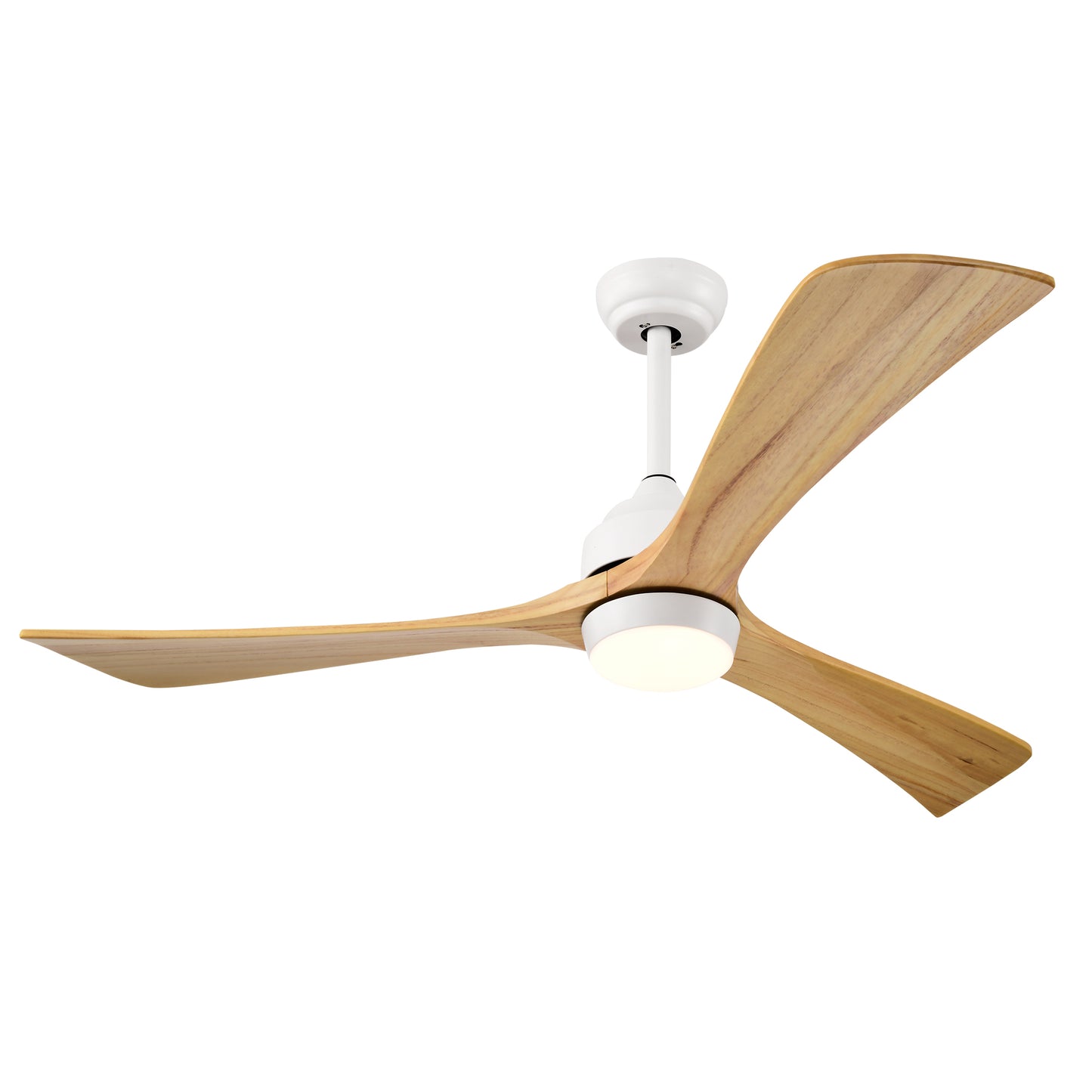 52" Solid Wood Ceiling Fan with Lights & Remote - Matte White Natural