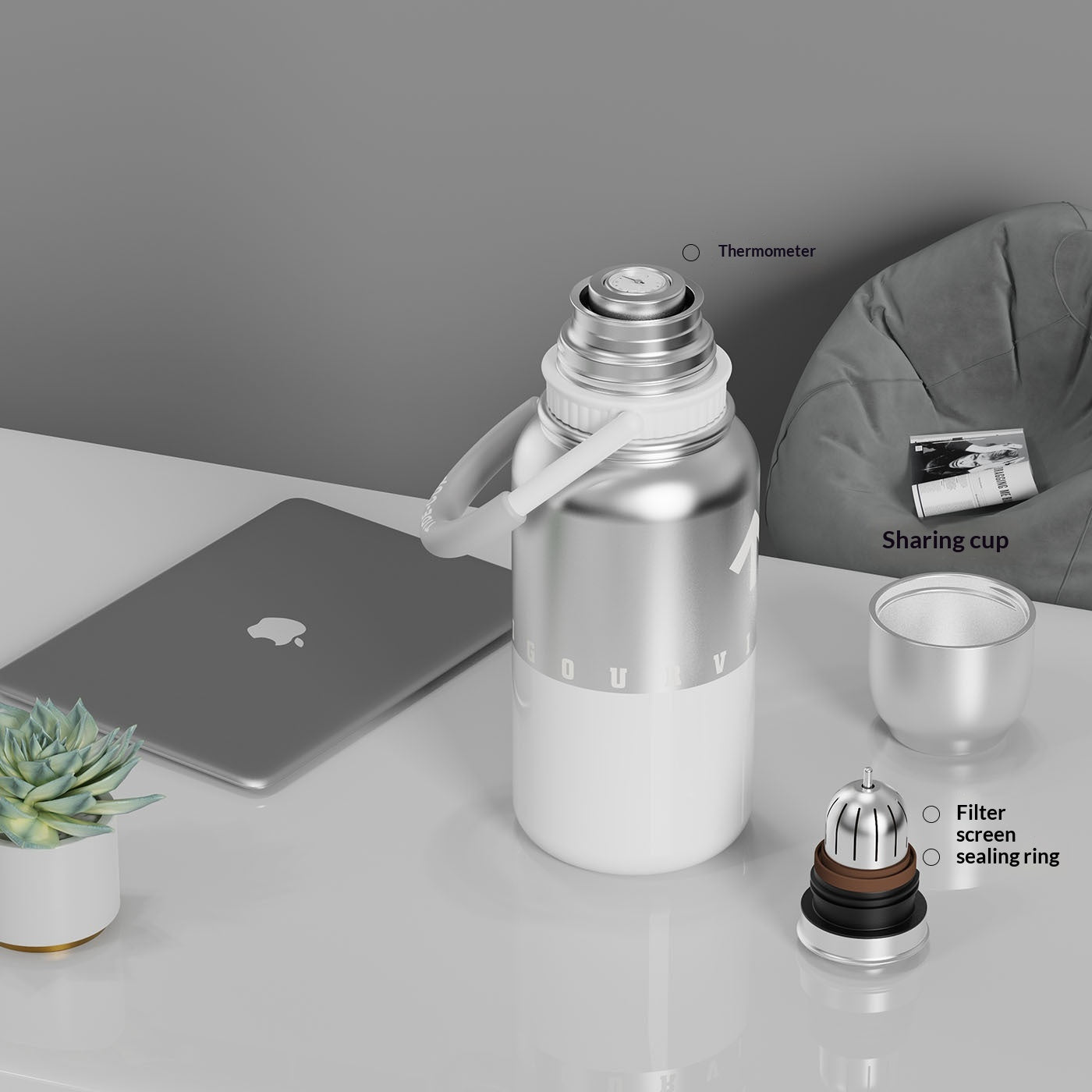 High-Value Double-Drink Smart Cup with Insulation and Carabiner - 500ML