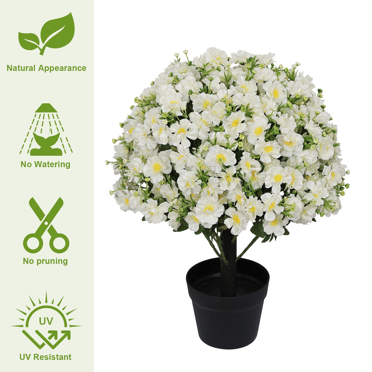 24-Inch Faux Flower Snow Lotus Potted Plant - UV-Resistant Decor