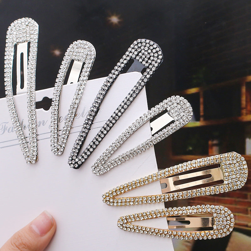 Versatile Rhinestone Hair Clips for Women - Side Bang Style, Multiple Colors