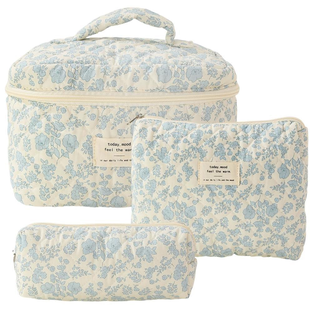Large Capacity Portable Cosmetic Bag with Floral Design - Travel Makeup Organizer
