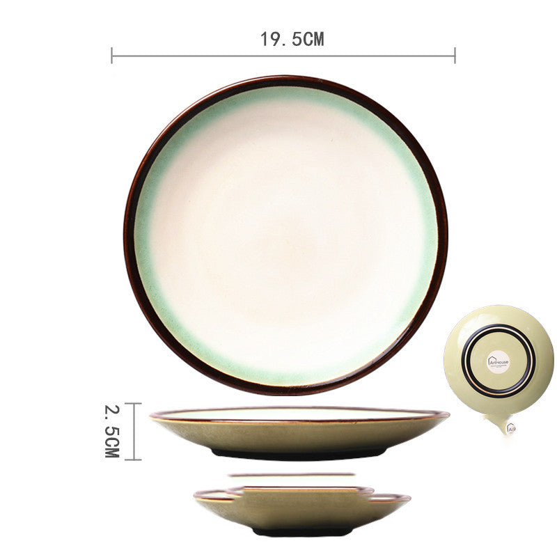 Ceramic Hand-Painted Western Style Breakfast Plate 8 Inch Microwave Safe