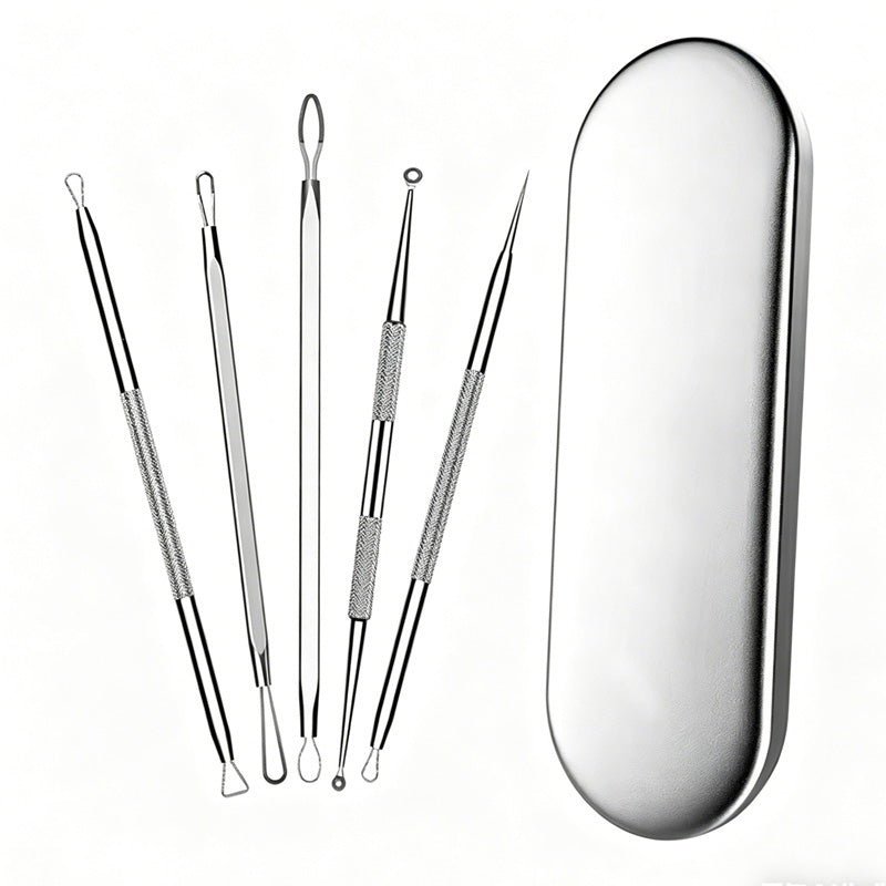5-Piece Stainless Steel Blackhead Extractor and Acne Removal Tool Kit