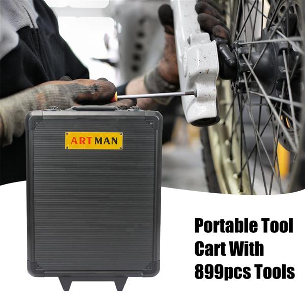 Black 4-Layer Hand Tool Toolbox with Wheels and Lock