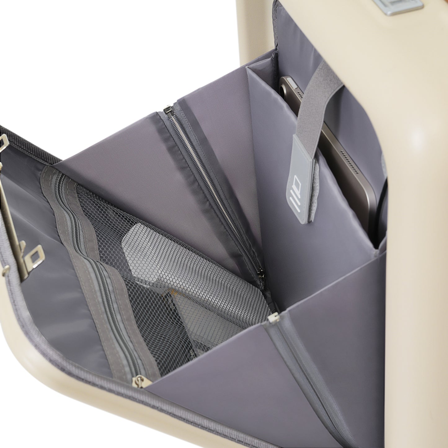 3-Piece Luggage Set with USB Port - 20, 24, 28 Inch, Ivory