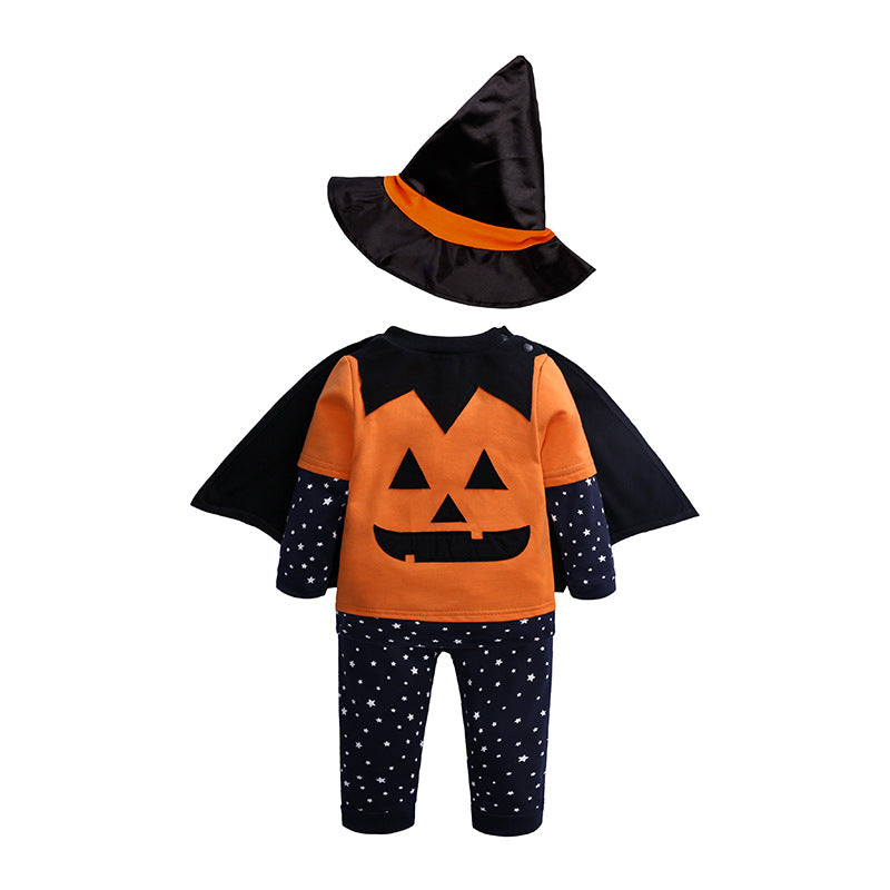 Children's Halloween Pumpkin Costume Set with Long Sleeve Trousers Hat Cloak - Baby & Toddler