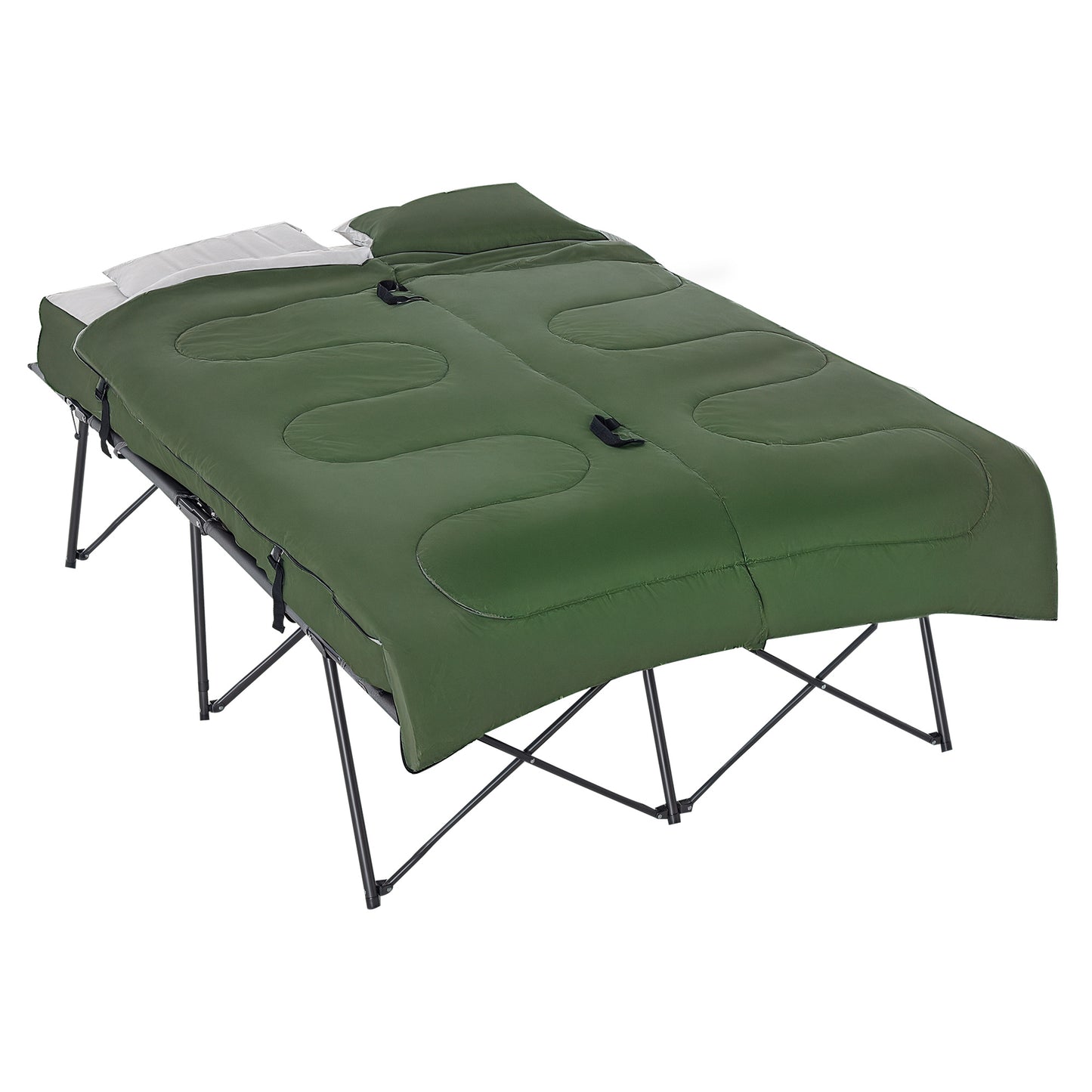 2-Person Portable Camping Cot Set with Sleeping Bag & Air Mattress