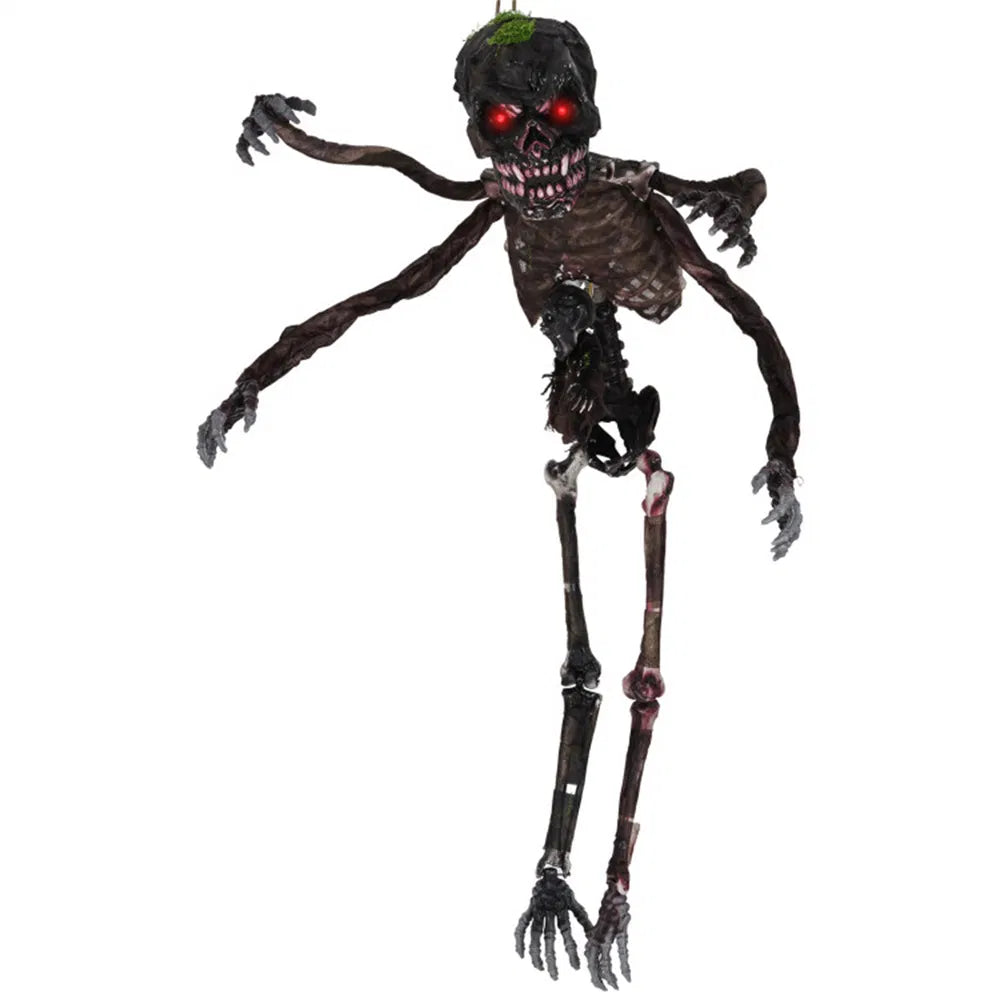 6ft Halloween Skeleton Decoration - Sound-Activated, Flashing Eyes, Poseable Arms