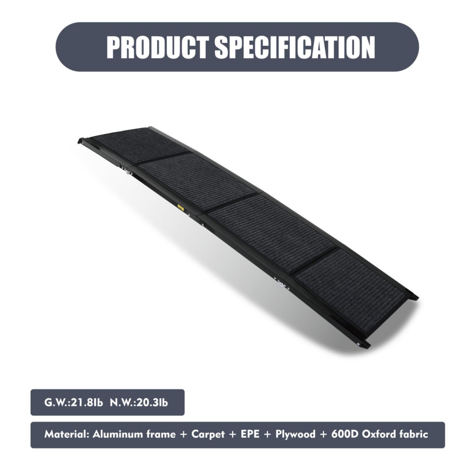 Portable Dog Ramp for Car SUV & Truck - 71 Inch Aluminum Non-Slip Pet Step