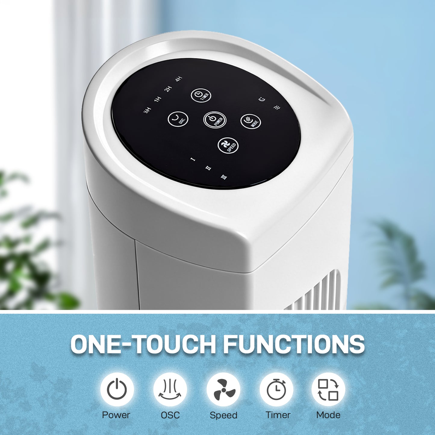 32 Inch Tower Fan with Remote, Touch Control, 3 Speeds, Oscillation, 7.5H Timer, White Home Cooling Fan
