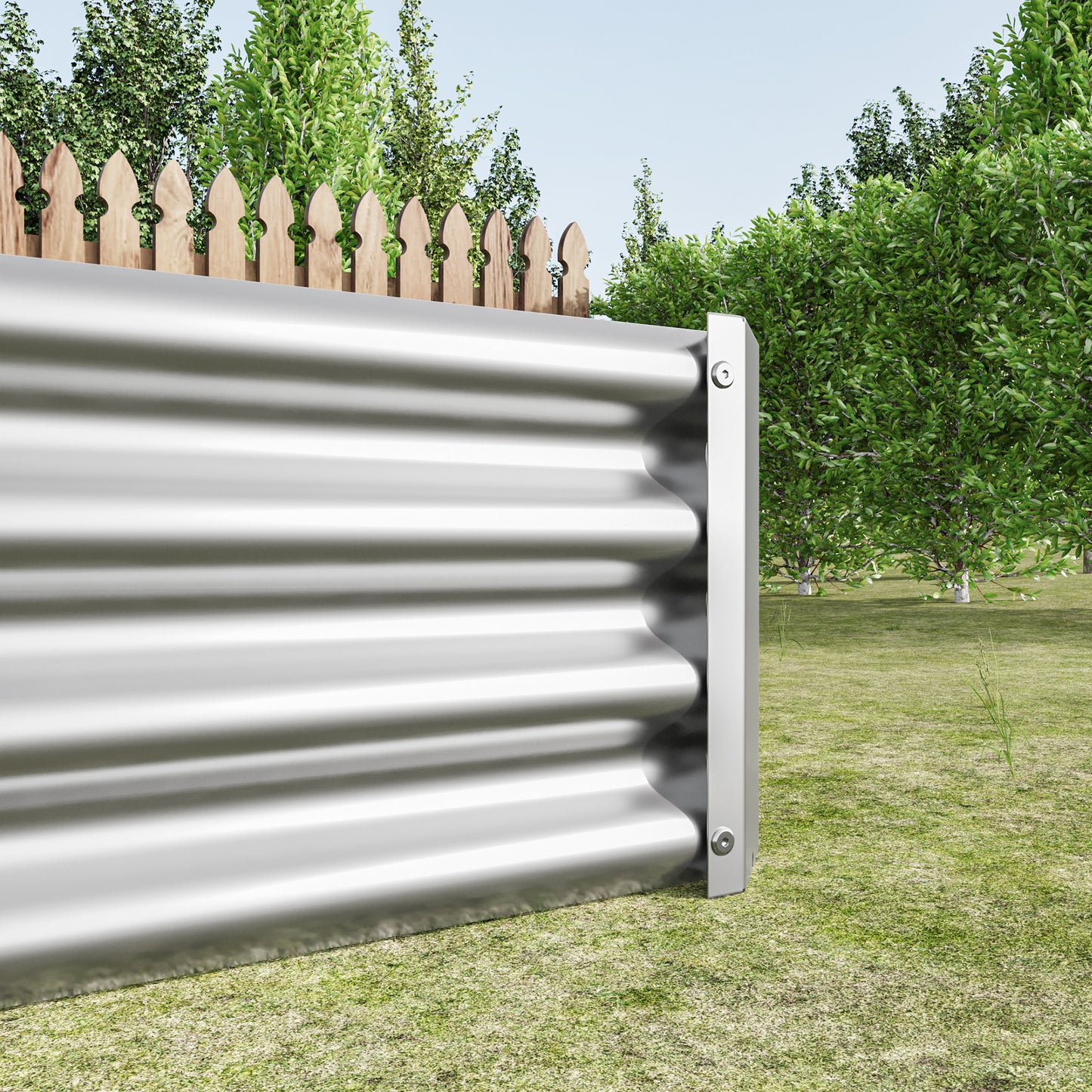 Metal Raised Garden Beds - 2PCS Silver Rectangle Planters