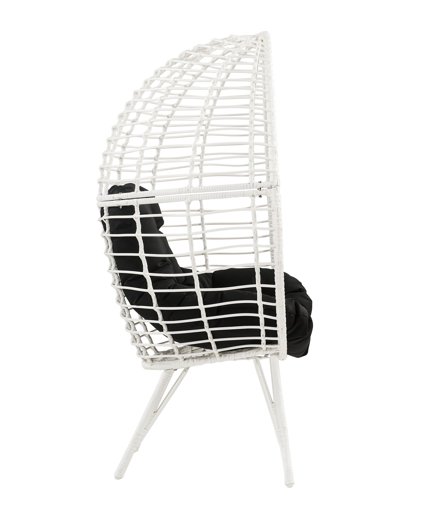 Black Fabric & White Wicker Patio Lounge Chair - Outdoor Seating