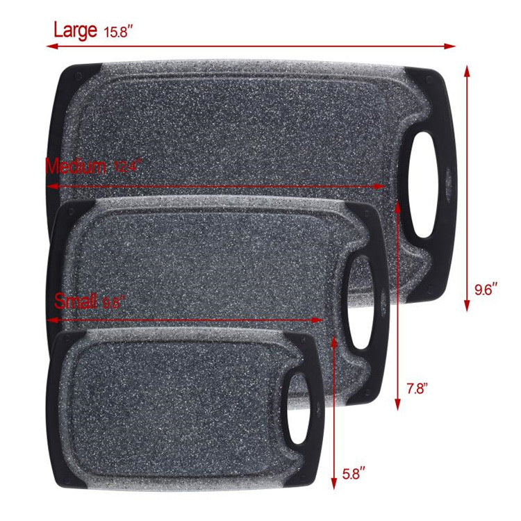 Marble-Style Plastic Cutting Board Set - Hangable Rectangle Kitchen Tool