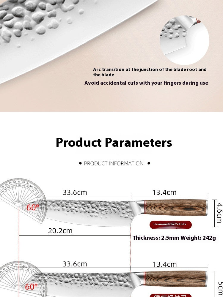 Japanese Style Hand Forged Kitchen Knife - High Carbon Steel, Replaceable Blade